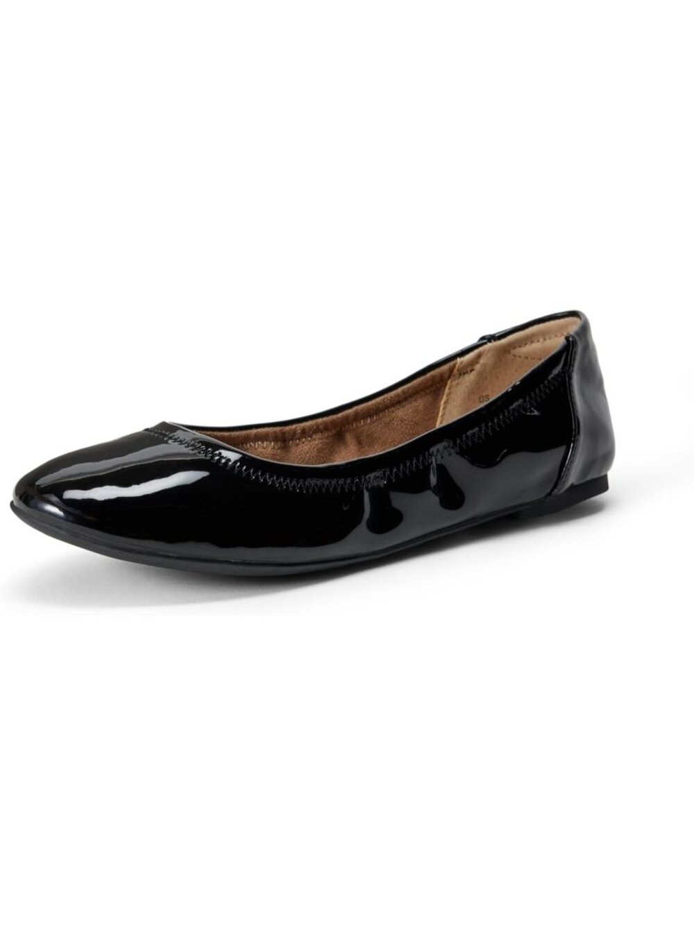 Women's 01-Black Faux Leather Synthetic Comfortable Slip-On Ballet Flat Shoes